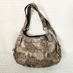 Coach  Maggie Python Madison Embossed Leather Beige Grey Snake Shoulder Bag Hobo Photo 3