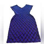 Carmen Marc Valvo VINTAGE Royal Blue Wool & Black Beaded Dress –Size M (runs SM) Photo 2