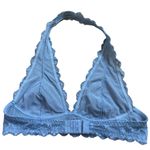 Free People Lace Halter Bralette Blue Floral Sheer Stretch Bra Small Sexy Cute Photo 2
