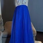 Women’s Blue Full Length Sparkly Tulle & Sequined Prom Party Dress Size XS Photo 0