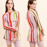 Free People Arthur skins flared tunic multi color striped women’s size 8 Photo 1
