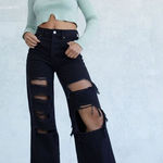 PacSun  Eco‎ Black Distressed High Waisted Baggy Jeans Size 26 Photo 0