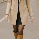 ZARA  Women's XS Double Breasted Mid Length Coat Oatmeal Peacoat Photo 0