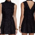Free People {4}  Black Night Queen Floral Lace Collar Neck Cocktail Dress Photo 1