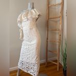 Chi Chi London Ruffled Off Shoulder Crochet Porsha White Maxi Dress 6 NWT Photo 4