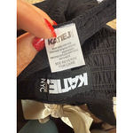 Women's KATIEJ NYC Black Smocked Crop Top with White Tie Straps, Size XL Photo 4