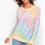 Talbots Petite Linen Rainbow Tie Dye Long Sleeve Sweater Top Size Small SP Photo 0