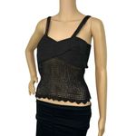 Crochet Tank Top Open Knit Black Cami Sheer Cut Photo 1