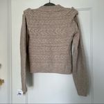 BLANK NYC  Cream Oatmeal Horizontal Cable Knit Crewneck Sweater XS NWT Photo 5