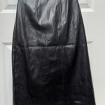 Canyon Retreat Black Faux Leather Midi Skirt Button Front Pockets 10 Womens Photo 0
