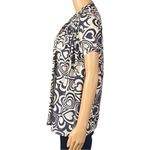 Love moschino  100% Silk dark navy and cream hearts design blouse Size 2 EUC Photo 6