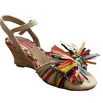 Betsey Johnson  Lizzie Colorful Rope Raffia Espadrille Wedge Sandal 6 New FLAW Photo 2