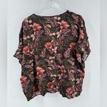 Natural Life  Easy V-Neck Top -‎ Brown Orange Hibiscus size large Photo 2