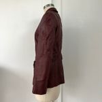 Kinaff Burgundy Leather Blazer Jacket XS Front Button Pockets Tailored Brown Photo 10