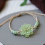Green Lotus Beaded Bracelet Symbolizes Peace and Beauty Photo 1