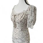 GIRLY RUFFLE LACE FLORAL MILK MADE RUCHED TIE UP DRESS SMALL. White Photo 3