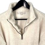 Loft  Womens Half Zip‎ Jacket Fleece Sherpa Pullover Long Sleeve White Size MP Photo 1