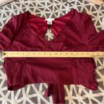 Kirious LA Burgundy Swiss Dot Chiffon Bell Sleeve Tie Back Cutout Crop Top L Red Size L Photo 9
