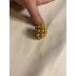 Vintage Gold Egg Ring Locket Faux Pearls Size 7.5 Statement Photo 2