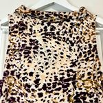 Calvin Klein Women’s Sleeveless Back Tie Animal Print Blouse Tan Purple Med EUC Photo 1