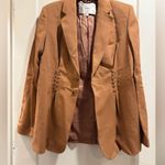 ALC Frank A.L.C. Blazer Maverick Jacket Long 2 Button Brown Lace Up Trim Size 8 Photo 3