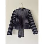 Banana Republic  Bow Neck Navy Red Striped Blazer Jacket Size 4 Preppy Workwear Photo 2