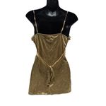 Vintage Babydoll Lace Trim Back Tie Cami Gold Size M Photo 3