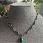 Handmade  Malachite + Hematite Beaded Necklace with Malachite Pendant 💚 Photo 1