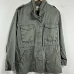 Womans Kensie Jeans Utility Jacket Medium Green Full Zip Snap Front Mock Neck Photo 0