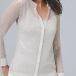 White House | Black Market sheer sequin long sleeve button up blouse Photo 0