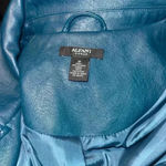 Alfani NWOT Women's Asymmetrical Zip Teal Faux Leather Jacket size 1X Photo 9