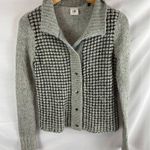 CAbi Square Stitch Cardigan Sweater Grey Black XS Photo 0