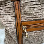 Faux Suede Snakeskin Shopper Tote Bag Tan Photo 1
