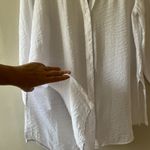 INC Sz L White Button Up Tunic Semi Sheer Cover Up Long Sleeves Dress Shirt Size L Photo 4