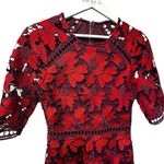 Just Me Stunning Red and Burgundy Crochet Lace Dress Small With Sleeves Photo 3