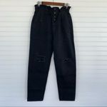 SheIn High Waisted Black Distressed Paperbag Waist Jeans Size M Photo 2
