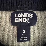 Lands End Womens Patchwork Fair Isle Cable Knit Sweater Size S Fisherman Grandpa Gray Photo 6