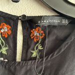 ZARA  Black Mini Ruffle Tunic Dress With Colorful Floral  Embroidery Design XS Photo 11