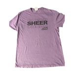 Sheer Elite Front Graphic Shirt Port & Co Purple Cotton Short Sleeves Size S Photo 0
