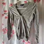 Gap Women's  Gray Vneck Tie Knot Light Sweater Long Sleeve Shirt Size XS Photo 0