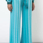 Zeus + Dione Silk Alcestes Palazzo Pants in Teal Blue Greece Size 36 (4 Photo 0