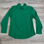 EXPRESS Essential Women Green Slim Buttondown Collared Long Sleeve Shirt Size L Photo 8