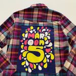 Via Penny Lane Reworked Apparel | Maroon 5 Graphic Button Up Plaid Shirt Large Blue Photo 2