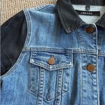 J Brand EUC Bowie Jacket Two Toned Coated Sleeve Denim Blue Black Small Photo 9