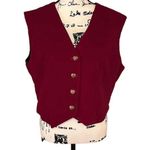 Vintage Handmade Beautiful Velveteen Red Vest with Heartshaped buttons Gold Size M Photo 0
