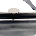 Vintage Black Leather Frame Evening Bag Clutch Purse Silver Hardware 5.5x8.5 Photo 8