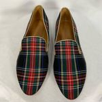J.Crew Plaid Smoking Loafers Stewart Tartan Black Red Sz 10.5 Flats Slip-on Photo 1