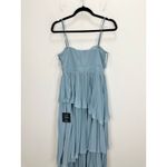 Lulus Jehona Dusty Blue Pleated Tiered Maxi Dress Long Formal A Line Small NWT Photo 7