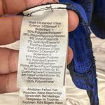 DKNY  Black & Blue Faux Leather Trim Fit & Flare Asymmetrical Dress, EUC, Large Photo 5