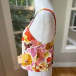 Lush Clothing LUSH Poppy Ivory Pink Orange Floral Cropped Linen Button Front Tank Top Sz Small Photo 1